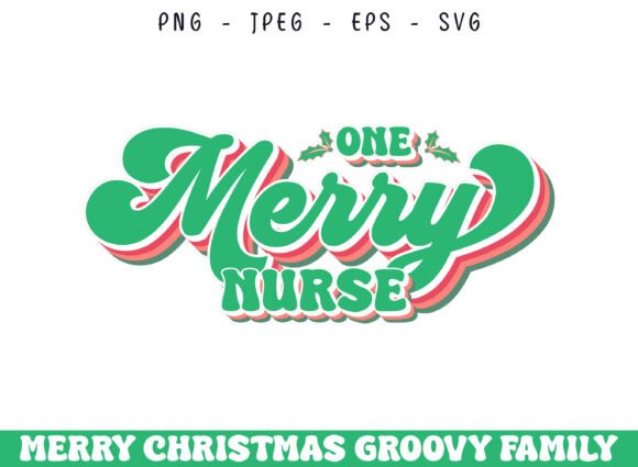One Merry Nurse Christmas Groovy Design
